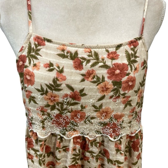 American Eagle Floral Sundress M Embroidered Tiered Cottage‎ core Babydoll Dress - Picture 4 of 10